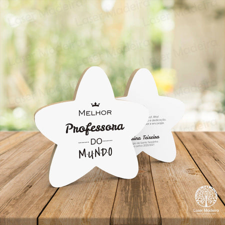 Estrela para Professores - Modelo 4 - Laser Madeira