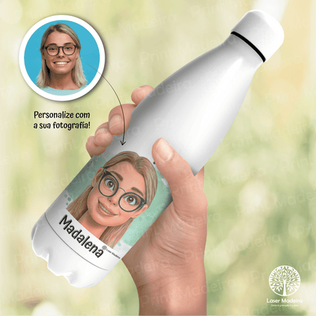 Garrafa Personalizada com Cartoon - Laser Madeira