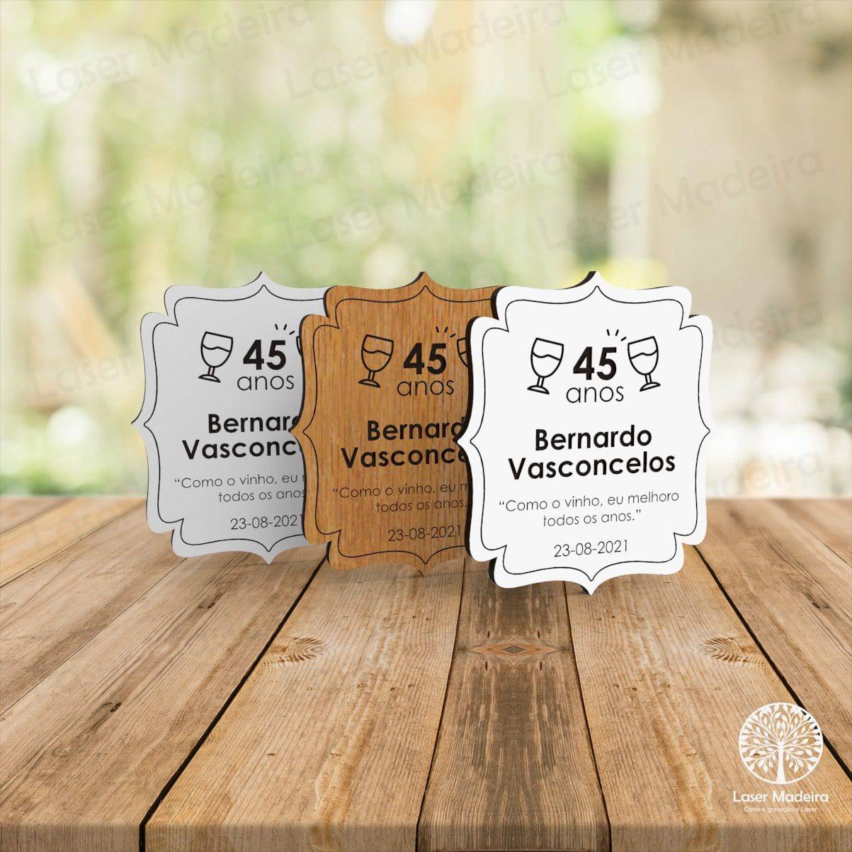 Íman Aniversário - Copos Brinde - Laser Madeira