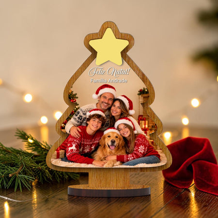 Lembrança Arvore de Natal com Fotografia - Laser Madeira