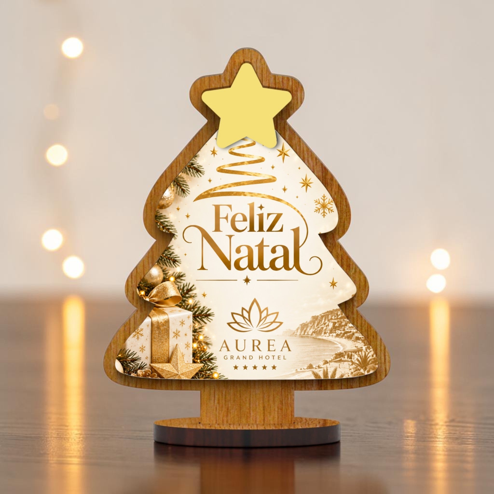 Lembrança Arvore de Natal com Fotografia - Laser Madeira