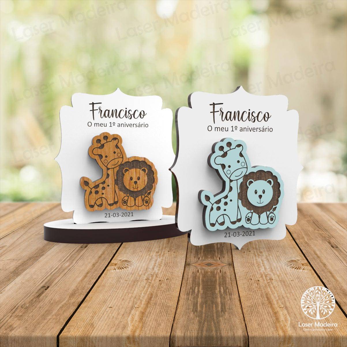 Lembrança Batismo / Primeira Comunhão / Profissão de Fé / Crisma - Aplique Animais - Iman ou base - Laser Madeira