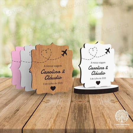 Lembrança Casamento - Coração Avião - Laser Madeira