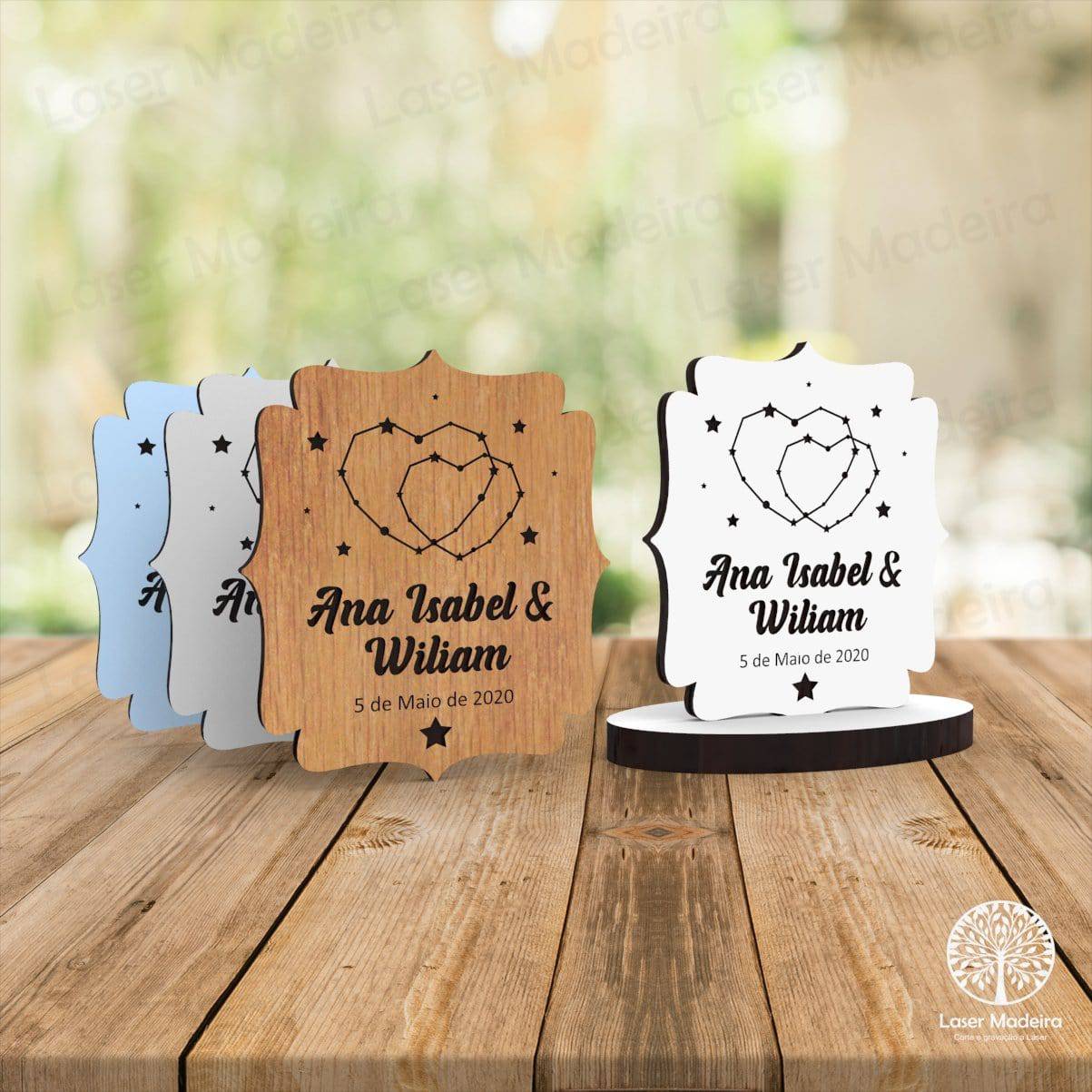 Lembrança Casamento - Coração Constelação - Laser Madeira