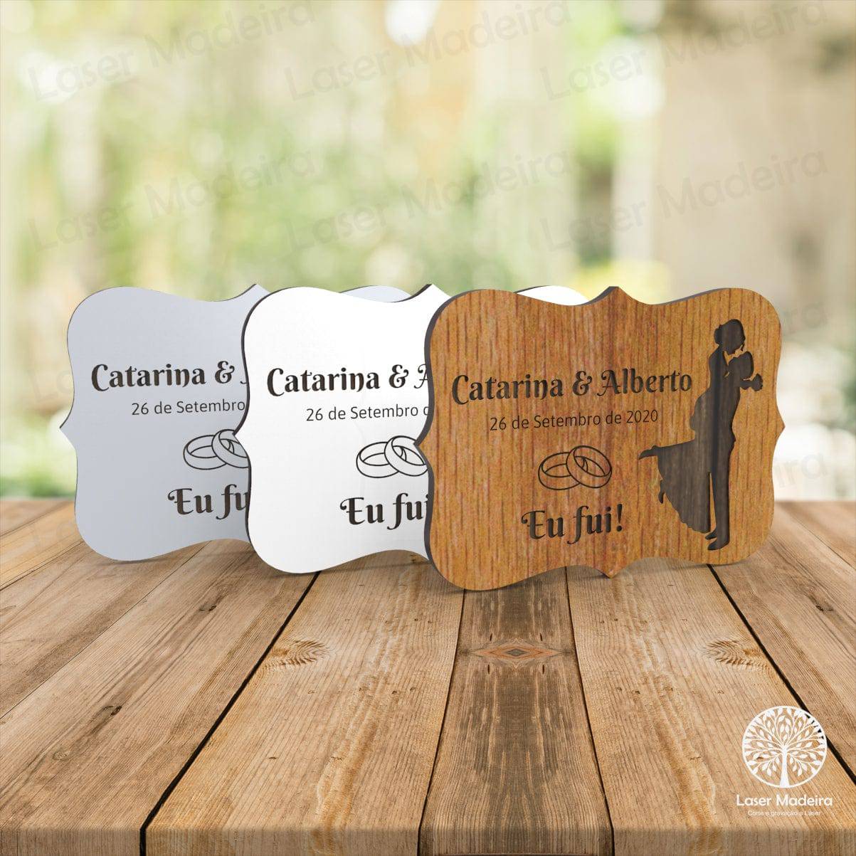 Lembrança de Casamento - Casal Alianças - Laser Madeira