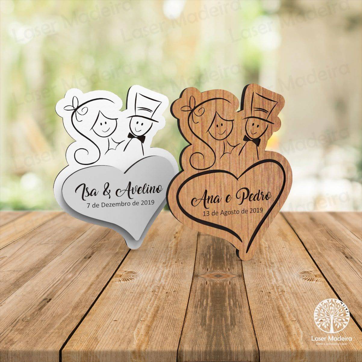 Lembrança de casamento Iman Noivinhos - Laser Madeira