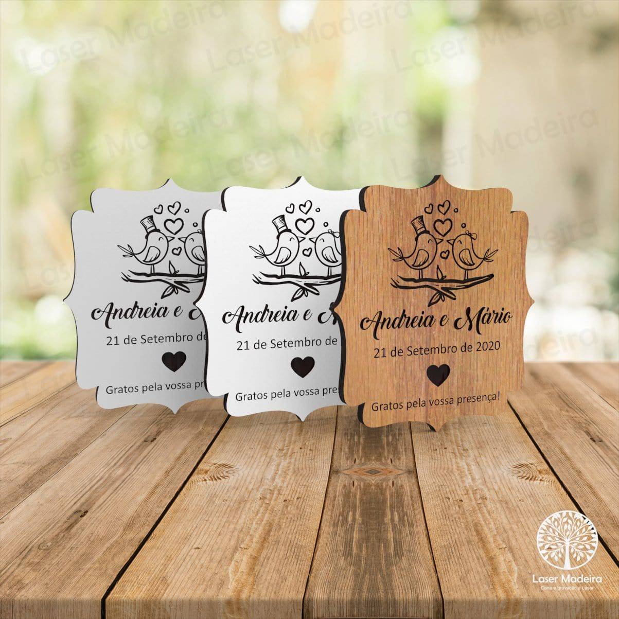 Lembrança de Casamento - Pássaros Noivos - Laser Madeira