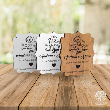 Lembrança de Casamento - Pássaros Noivos - Laser Madeira