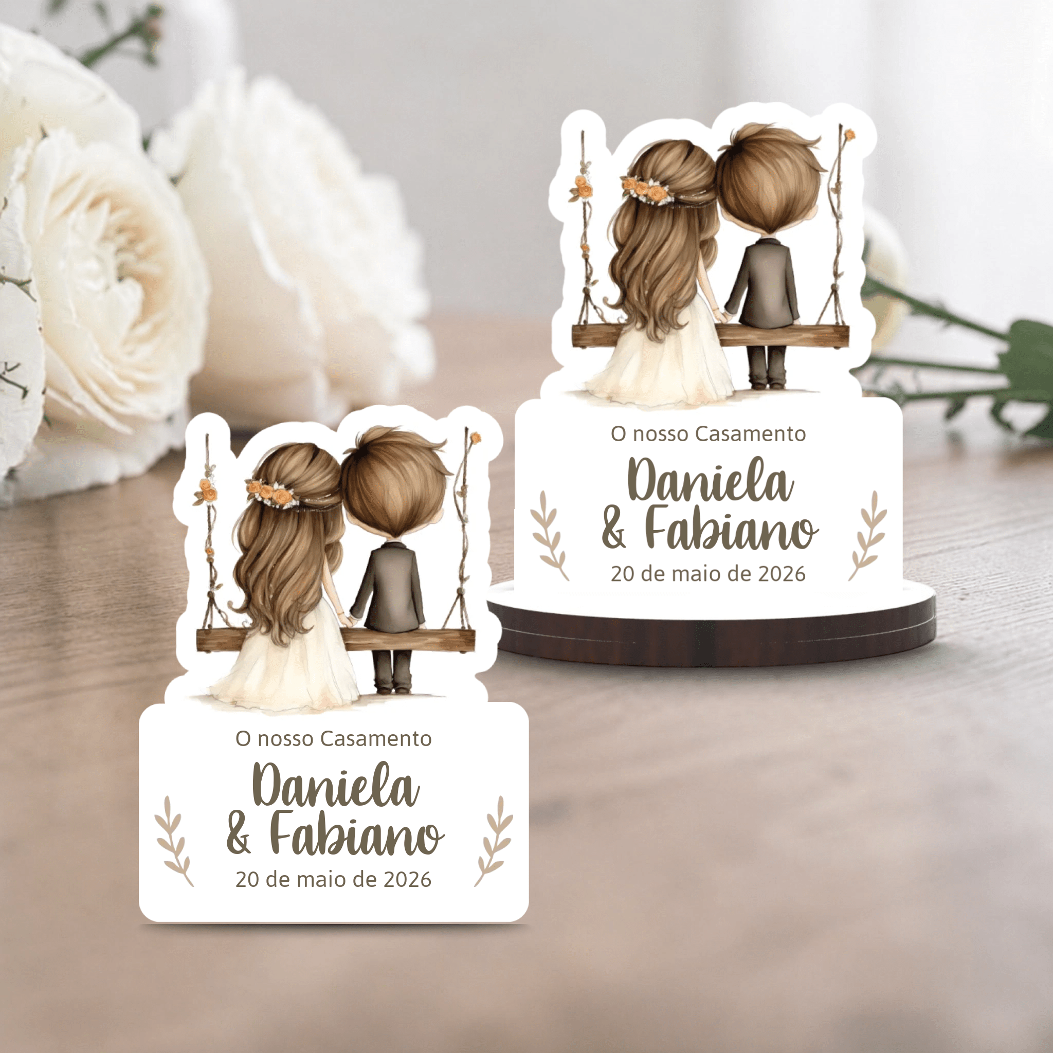 Lembrança Personalizada Casamento - Casal Noivos (vários modelos) - Laser Madeira