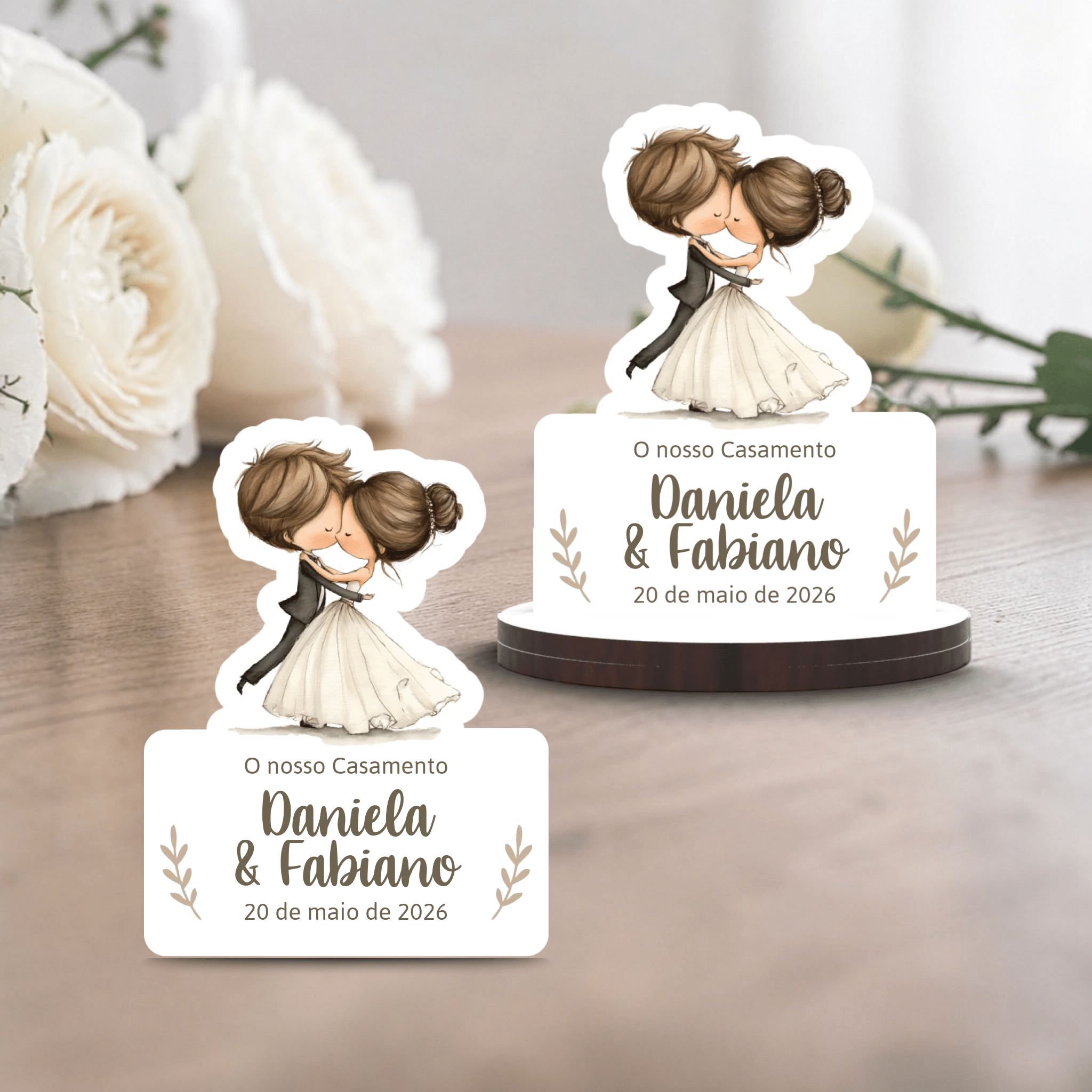 Lembrança Personalizada Casamento - Casal Noivos (vários modelos) - Laser Madeira