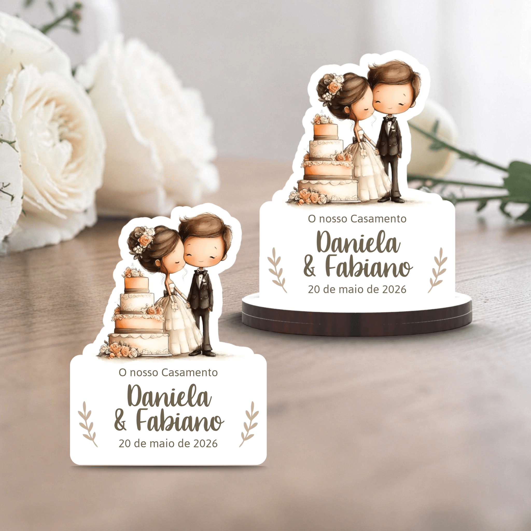 Lembrança Personalizada Casamento - Casal Noivos (vários modelos) - Laser Madeira