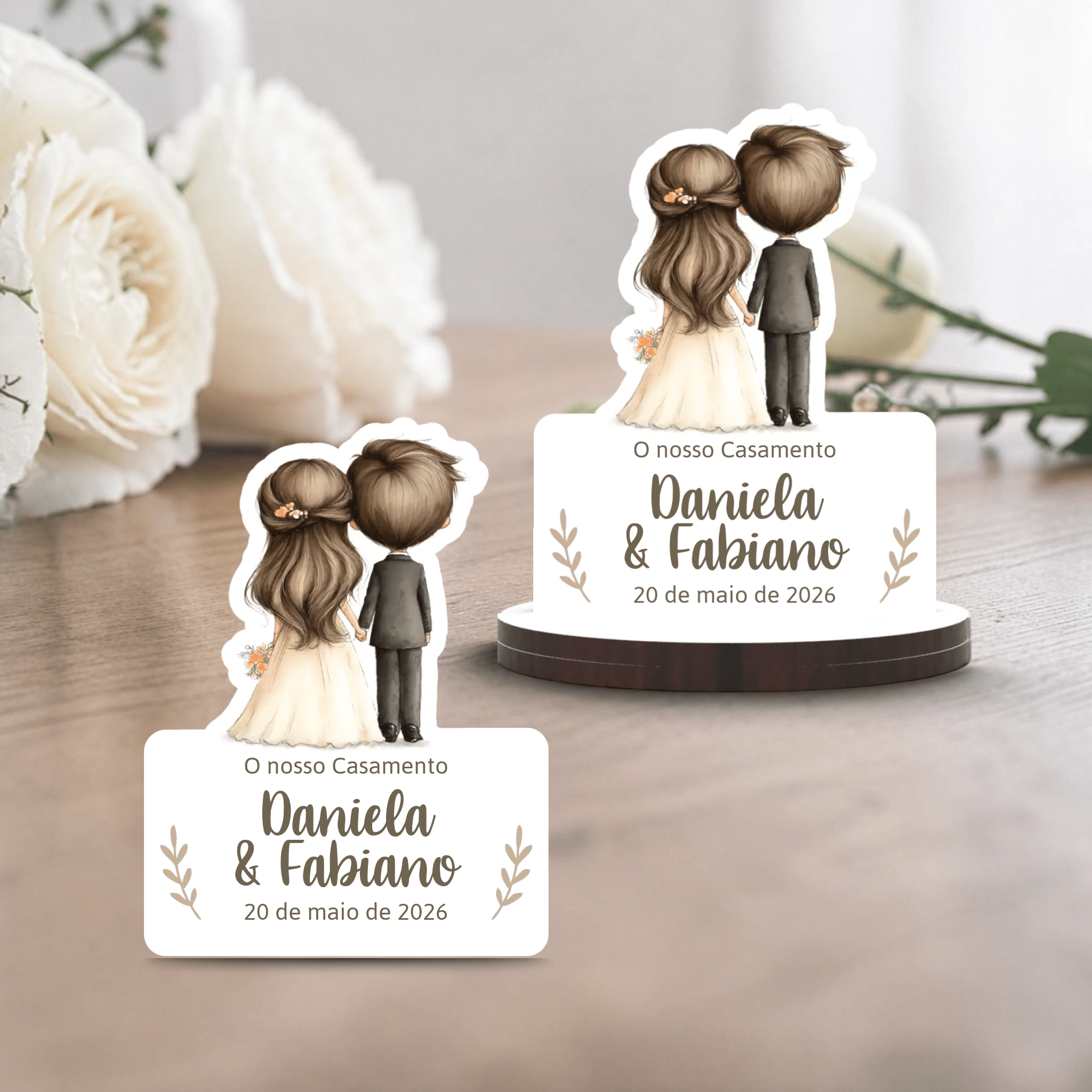 Lembrança Personalizada Casamento - Casal Noivos (vários modelos) - Laser Madeira