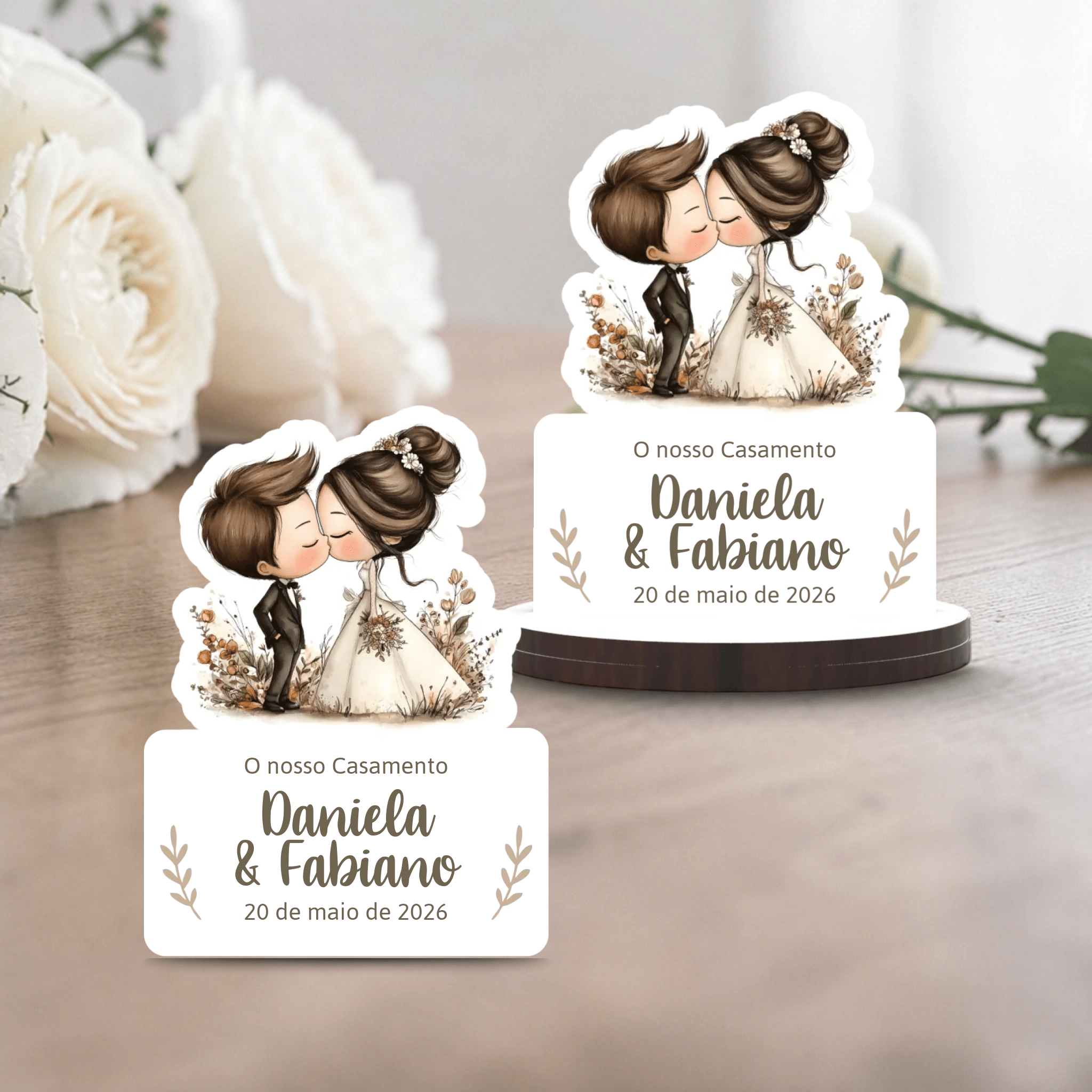 Lembrança Personalizada Casamento - Casal Noivos (vários modelos) - Laser Madeira