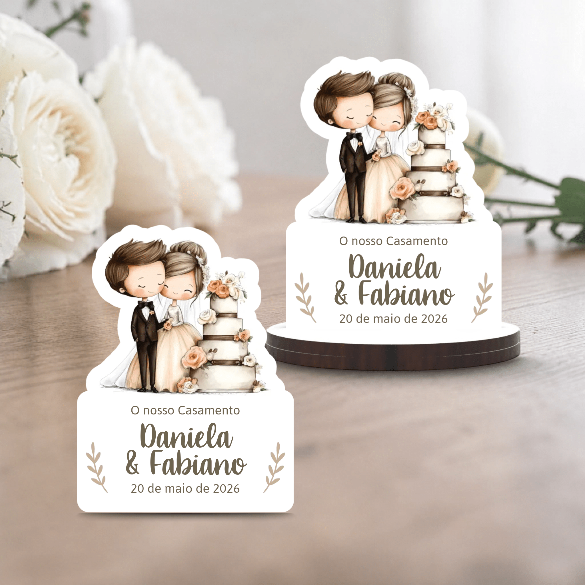 Lembrança Personalizada Casamento - Casal Noivos (vários modelos) - Laser Madeira