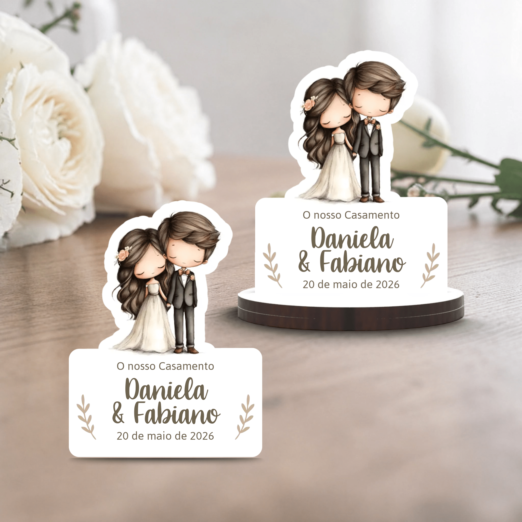 Lembrança Personalizada Casamento - Casal Noivos (vários modelos) - Laser Madeira