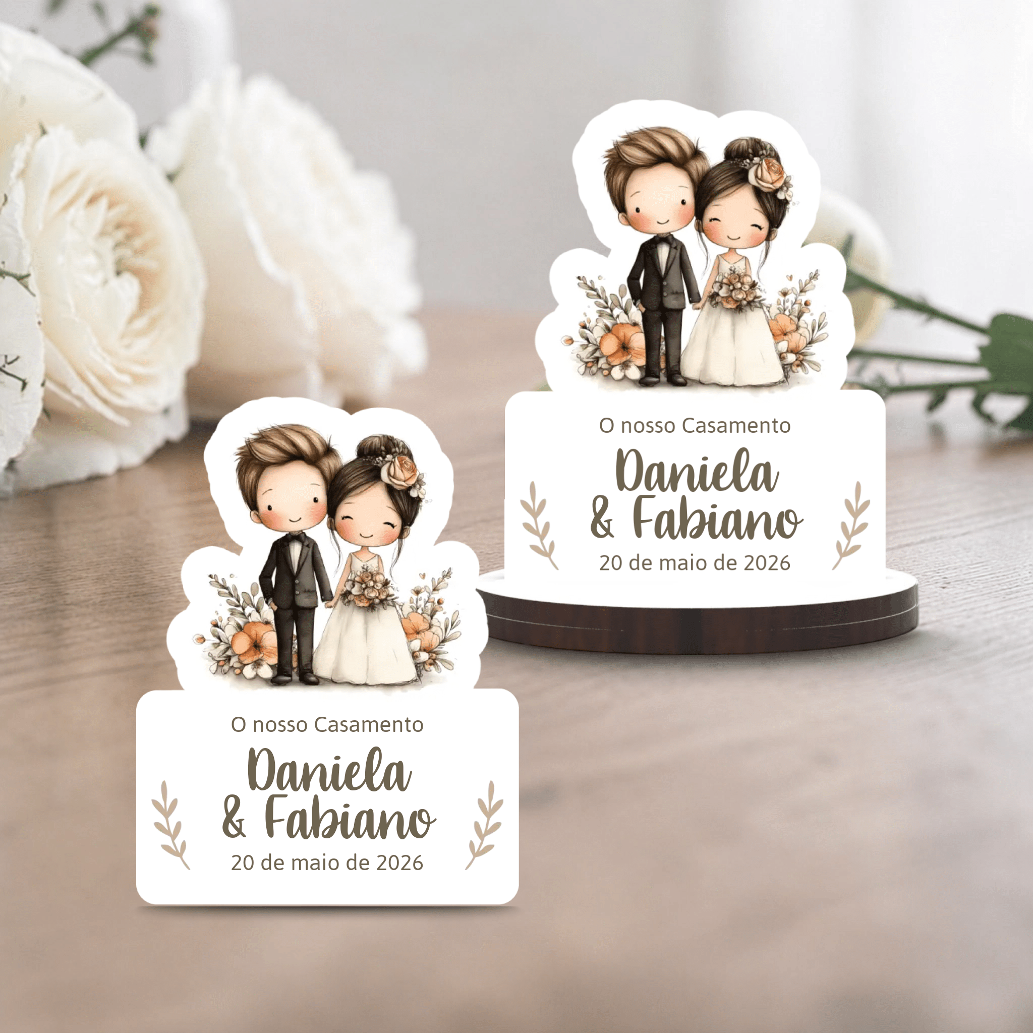 Lembrança Personalizada Casamento - Casal Noivos (vários modelos) - Laser Madeira
