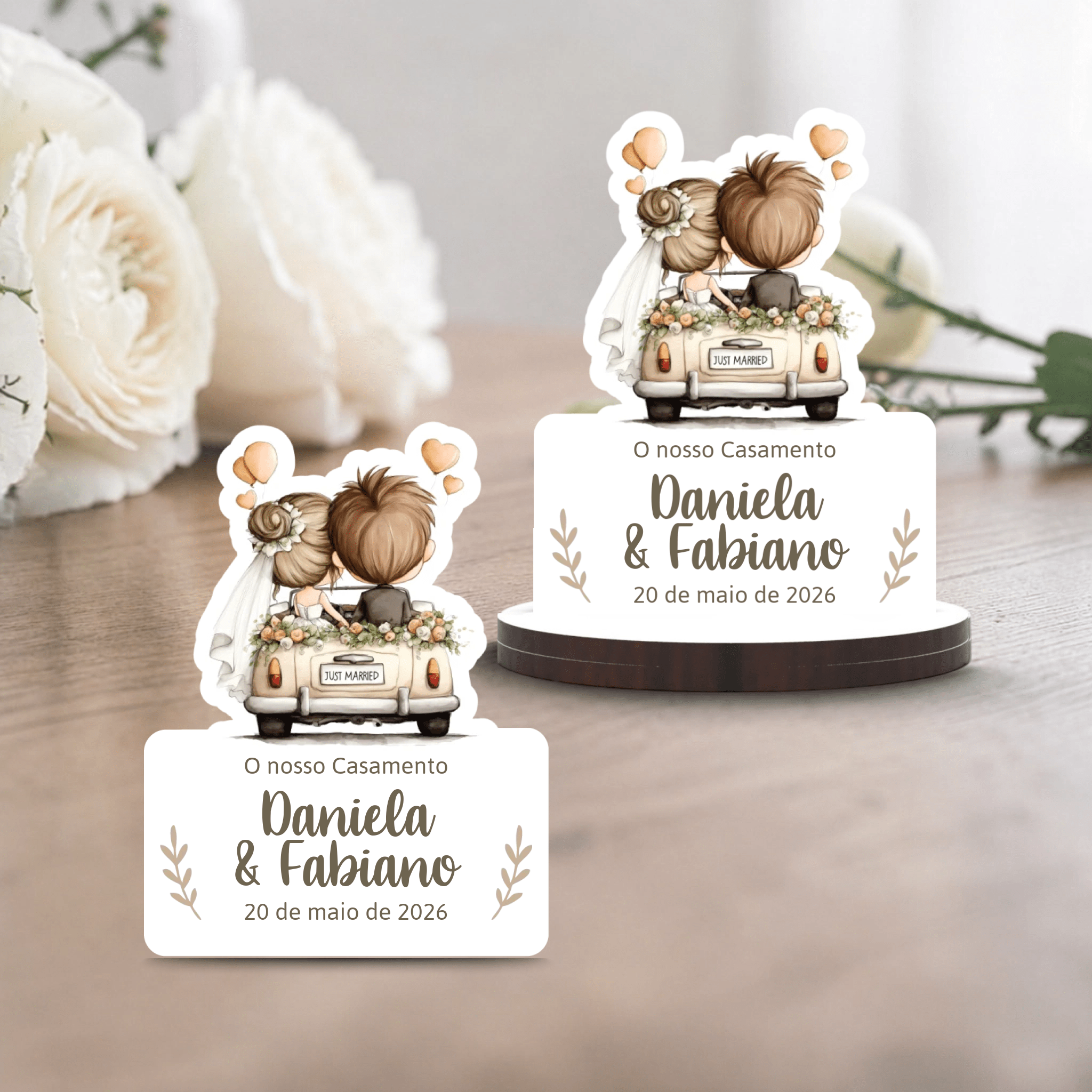 Lembrança Personalizada Casamento - Casal Noivos (vários modelos) - Laser Madeira
