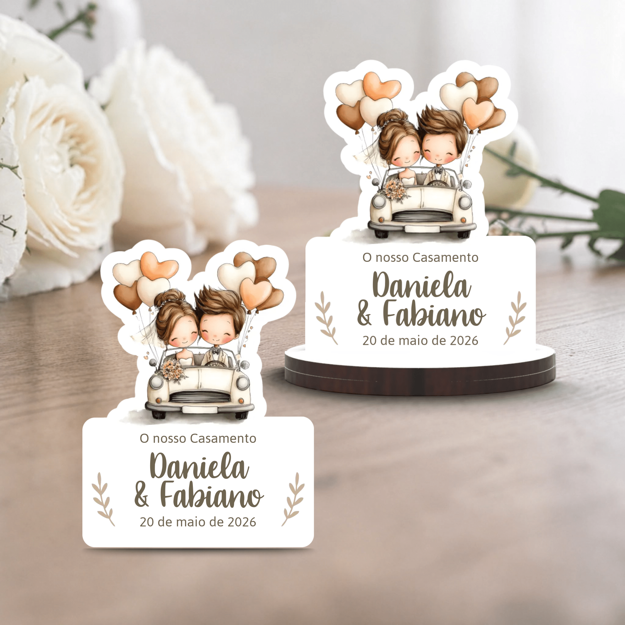 Lembrança Personalizada Casamento - Casal Noivos (vários modelos) - Laser Madeira