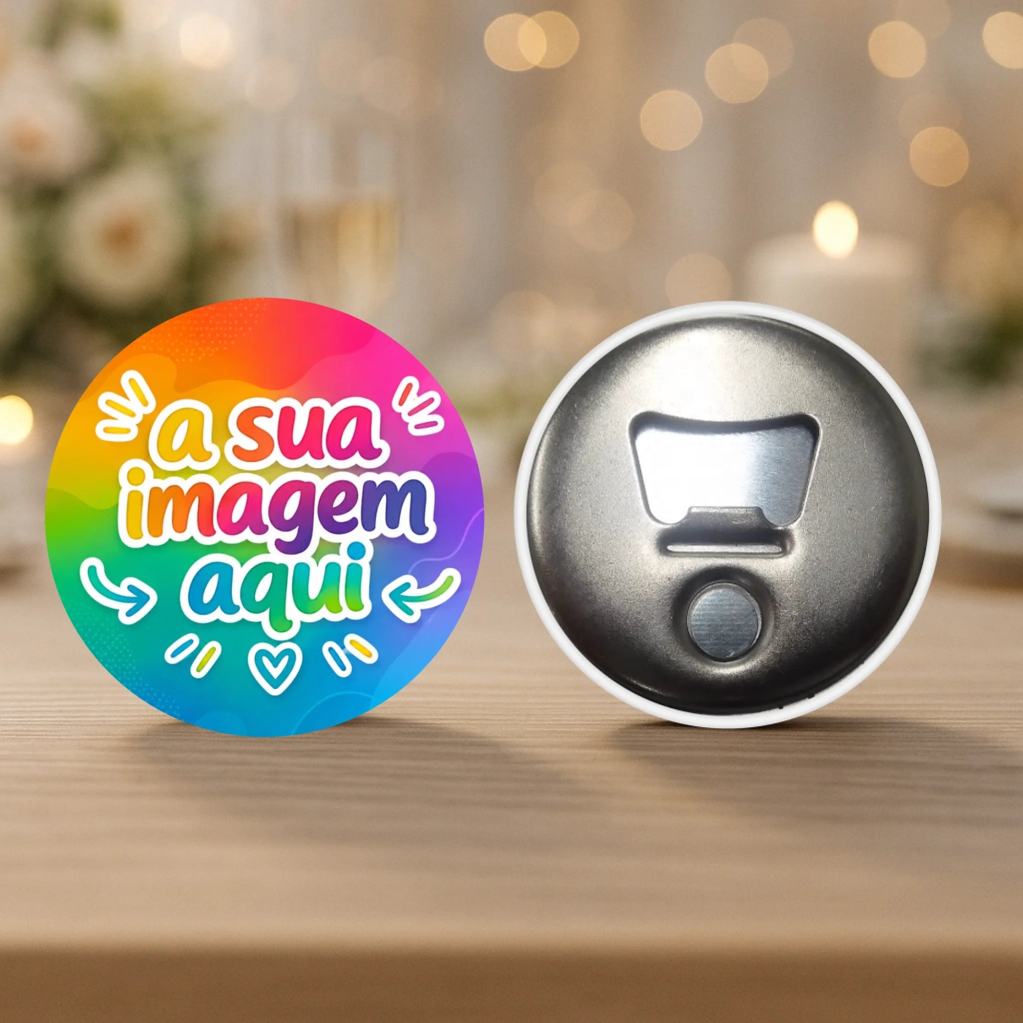 Lembrança Personalizada com a Sua Imagem – Íman, Descapsulador (Abre-Caricas) ou Espelho - Laser Madeira