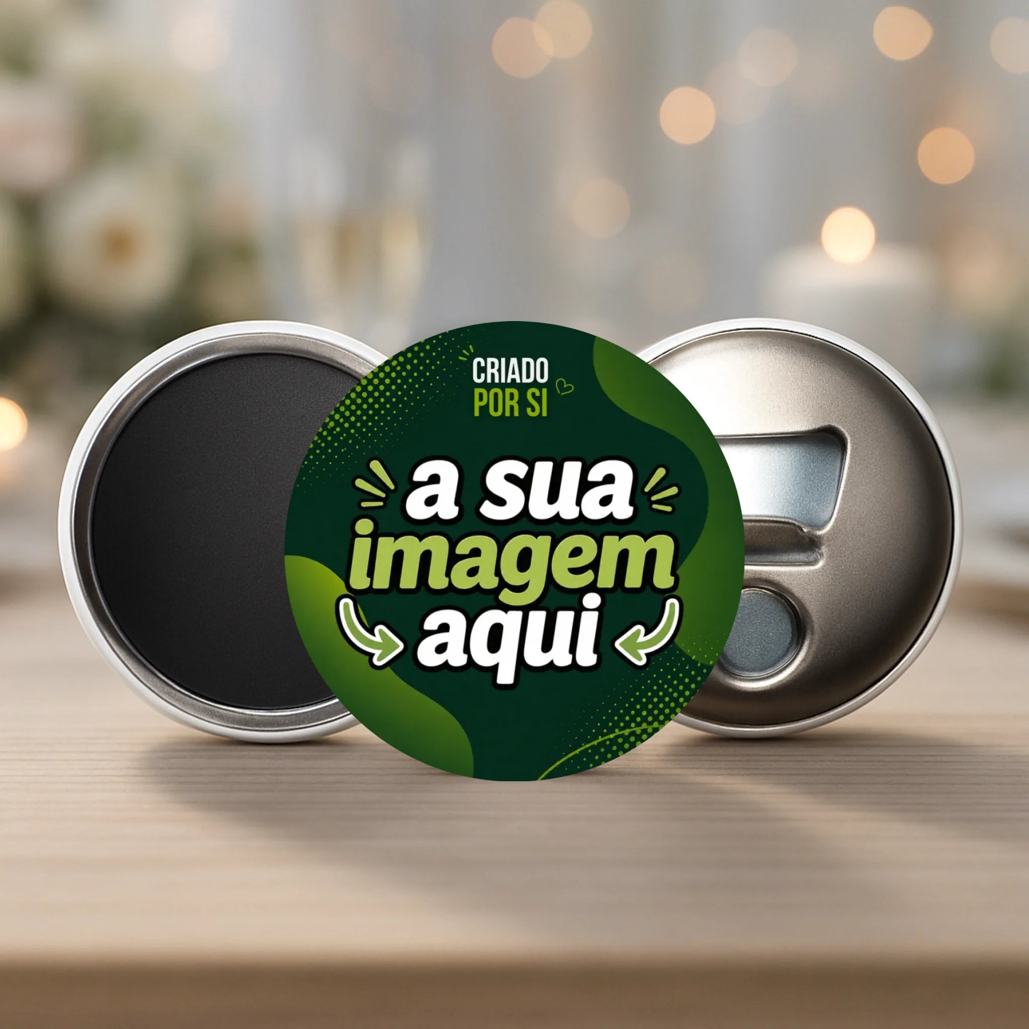 Lembrança Personalizada com a Sua Imagem – Íman, Descapsulador (Abre-Caricas) ou Espelho - Laser Madeira