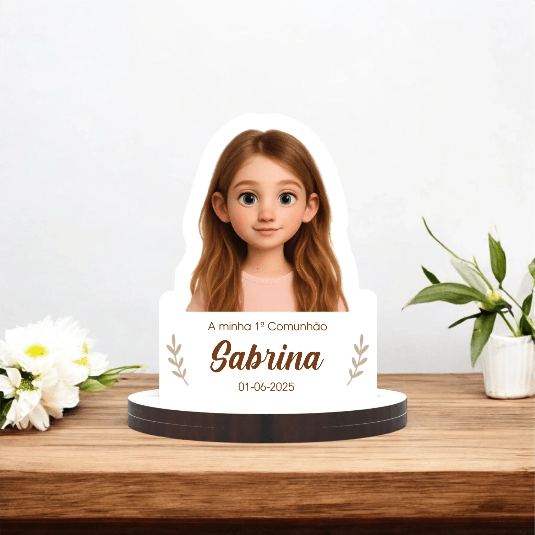 Lembrança Personalizada com Cartoon - Batismo, Comunhão, Crisma, Aniversário... - Laser Madeira
