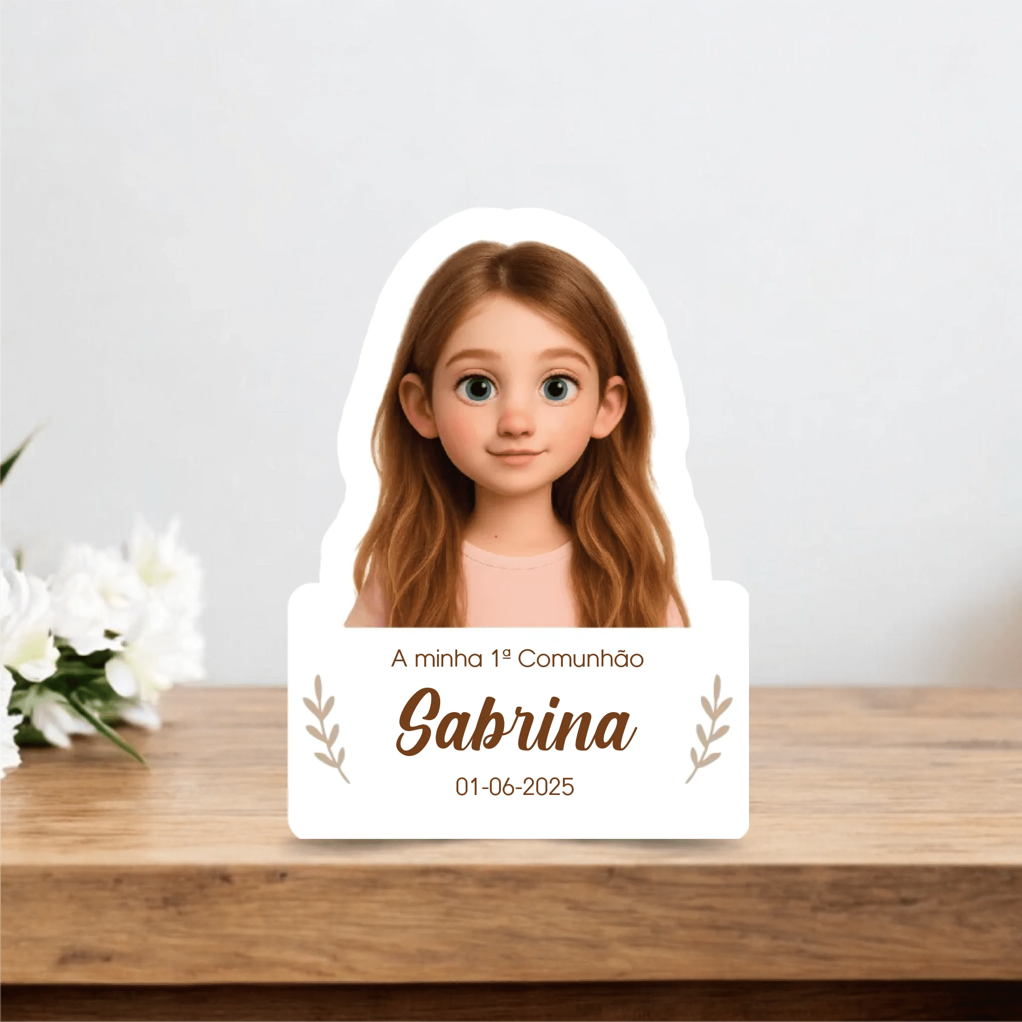 Lembrança Personalizada com Cartoon - Batismo, Comunhão, Crisma, Aniversário... - Laser Madeira