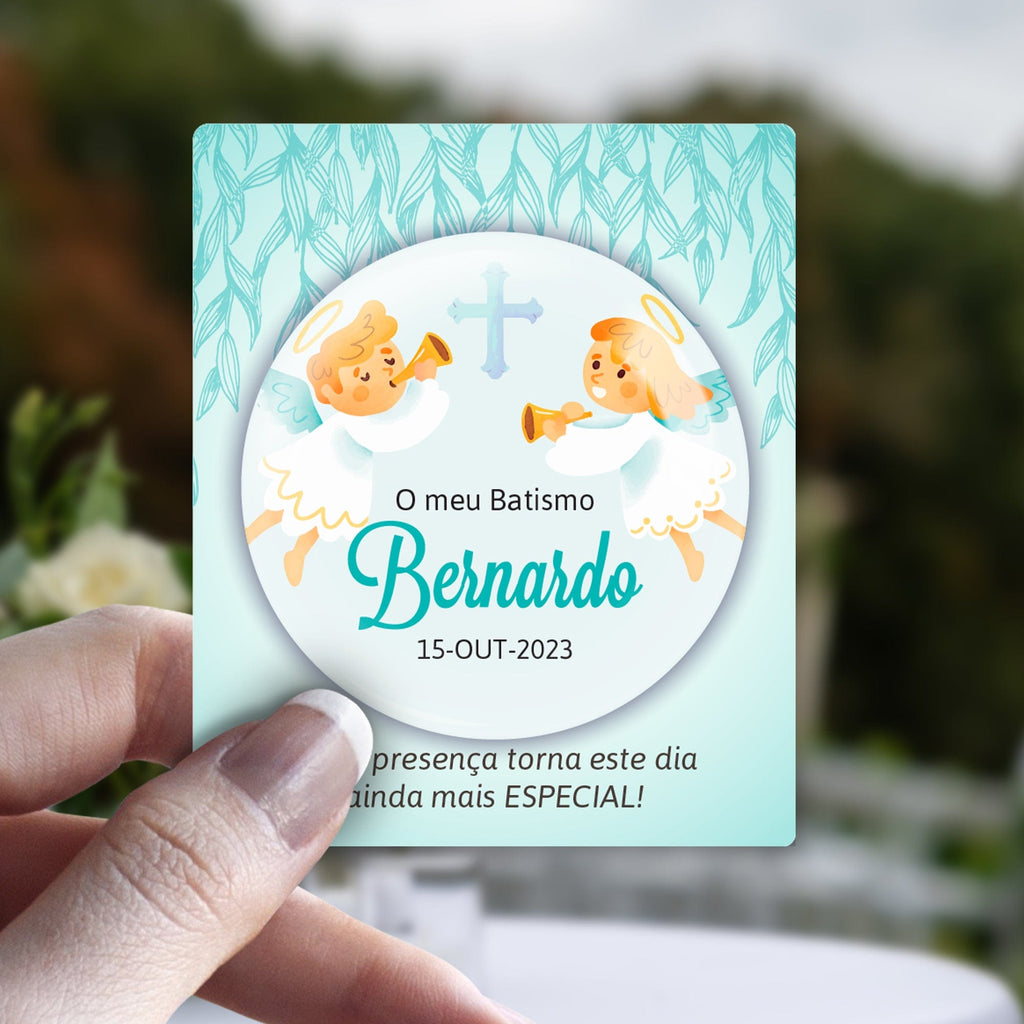 Lembrança Personalizada de Lembrança Batismo / Primeira Comunhão / Profissão de Fé / Crisma / Aniversário - com anjos - Laser Madeira