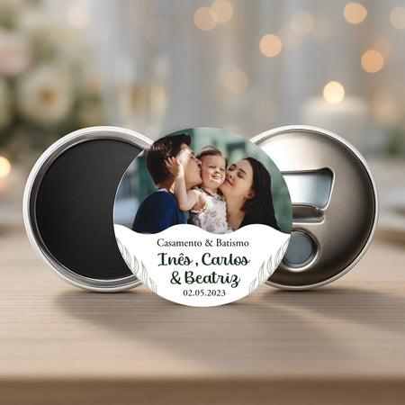 Lembrança Personalizada - Íman, Descapsulador ou Espelho - com Fotografia - Laser Madeira