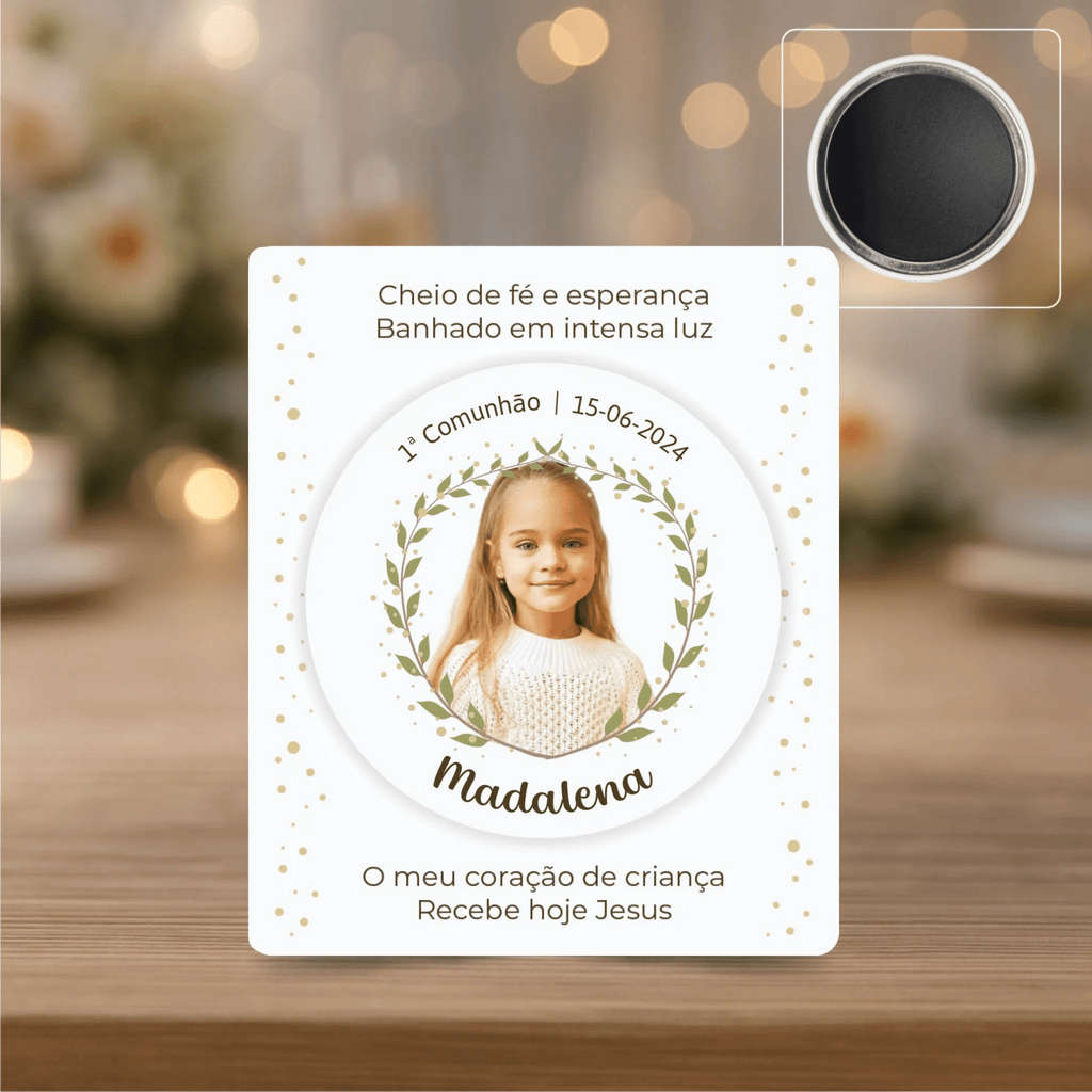Lembrança Personalizada - Íman, Descapsulador ou Espelho - Floral com Fotografia - Laser Madeira
