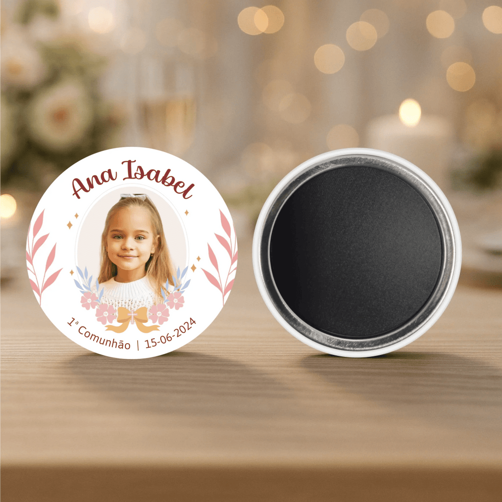 Lembrança Personalizada - Íman, Descapsulador ou Espelho - Rosa com Fotografia - Laser Madeira