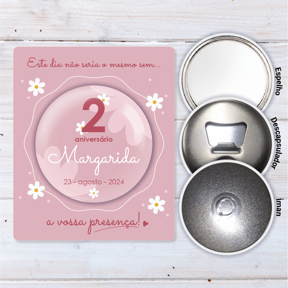 Lembrança Personalizada para Aniversário - Margaridas - Laser Madeira