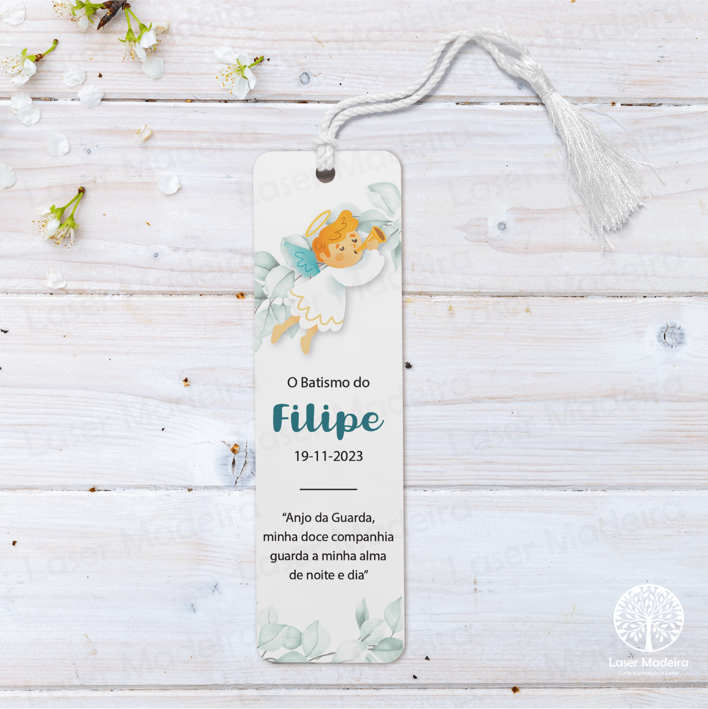 Marcador de Livro - Batismo Anjo - Laser Madeira