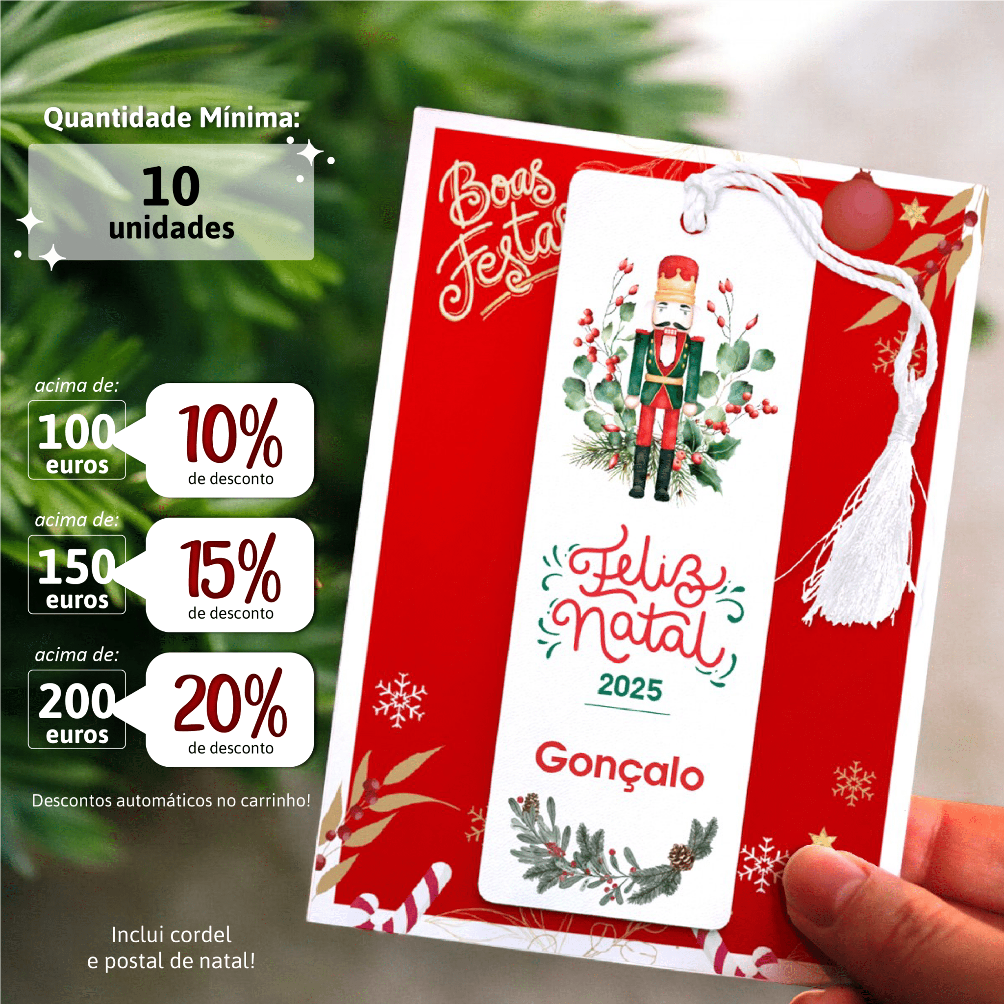 Marcador de Livro Personalizado - Soldado de Natal (min. 10unidades) - Laser Madeira