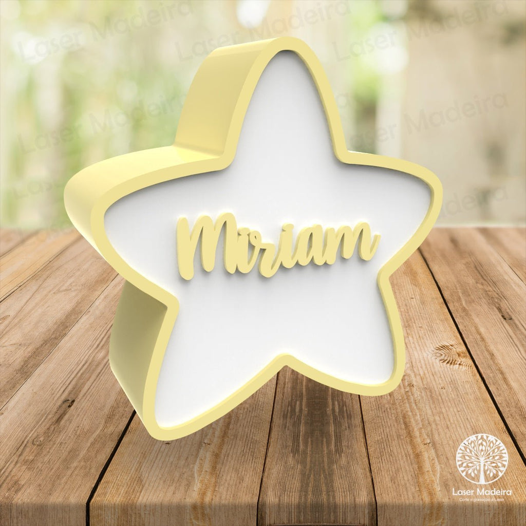 Mealheiro Estrela Personalizado com Nome em 3D - Laser Madeira