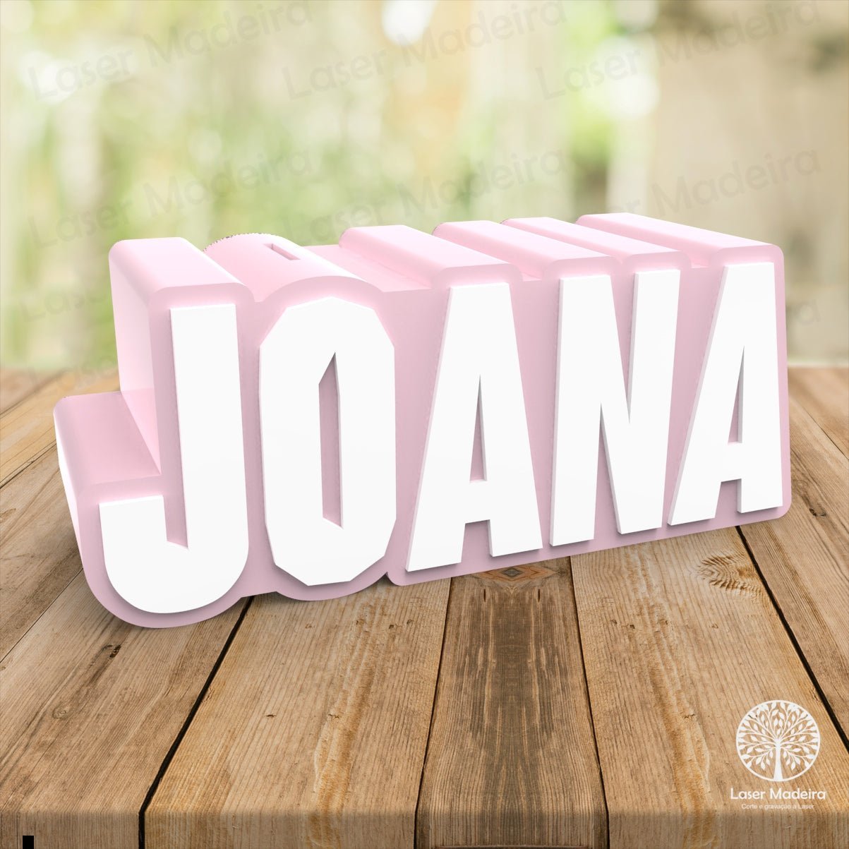 Mealheiro Personalizado com Nome em 3D - Laser Madeira