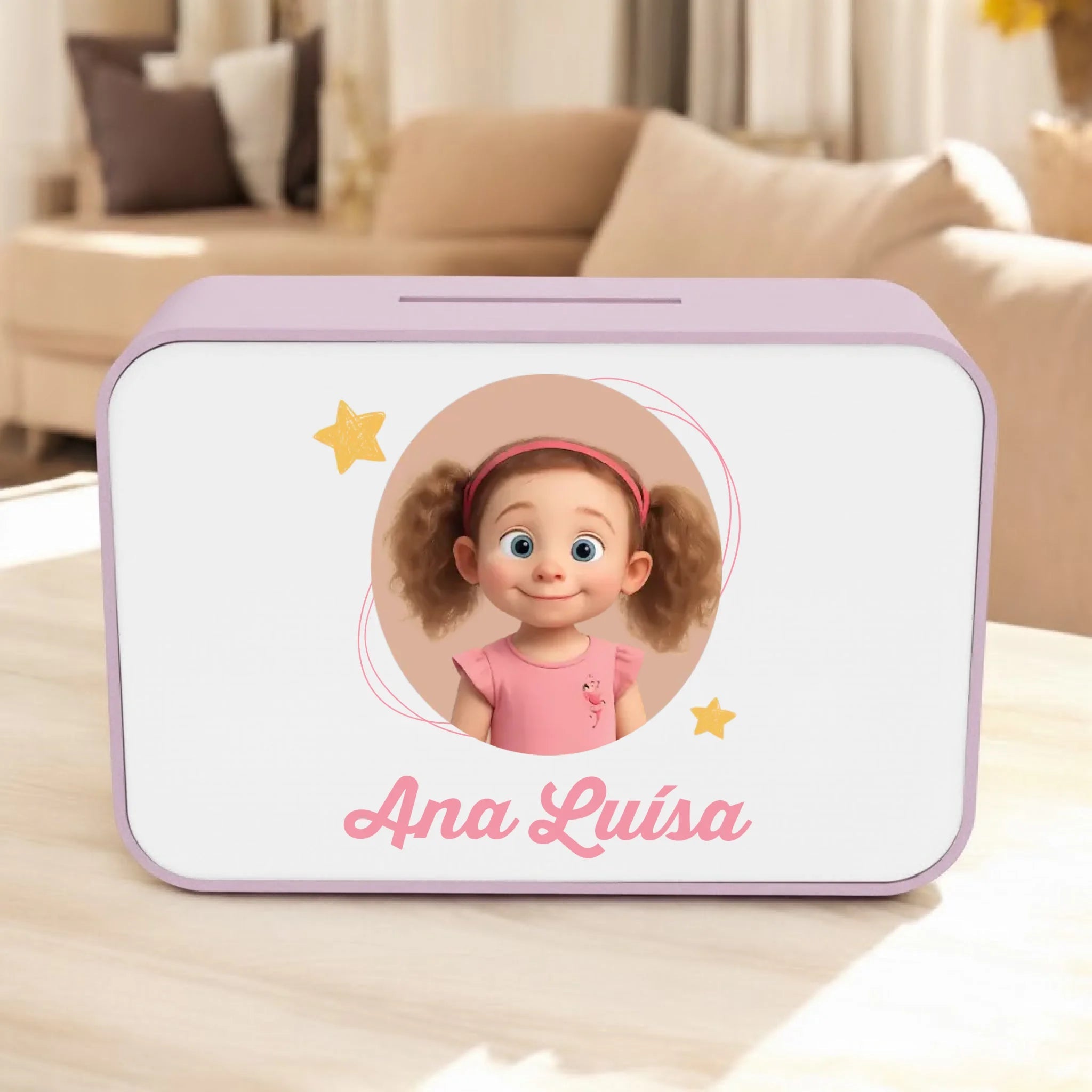 Mealheiro Retangular Personalizado - com Cartoon - Laser Madeira