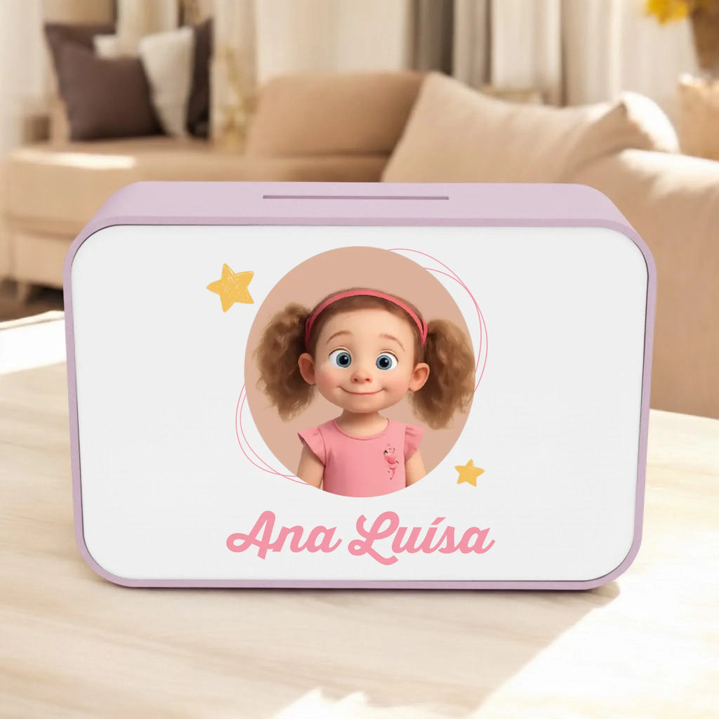 Mealheiro Retangular Personalizado - com Cartoon - Laser Madeira