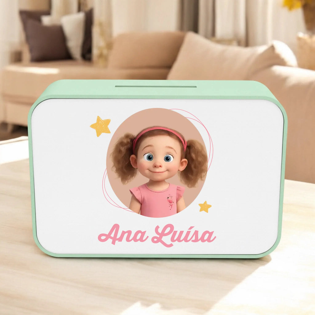 Mealheiro Retangular Personalizado - com Cartoon - Laser Madeira