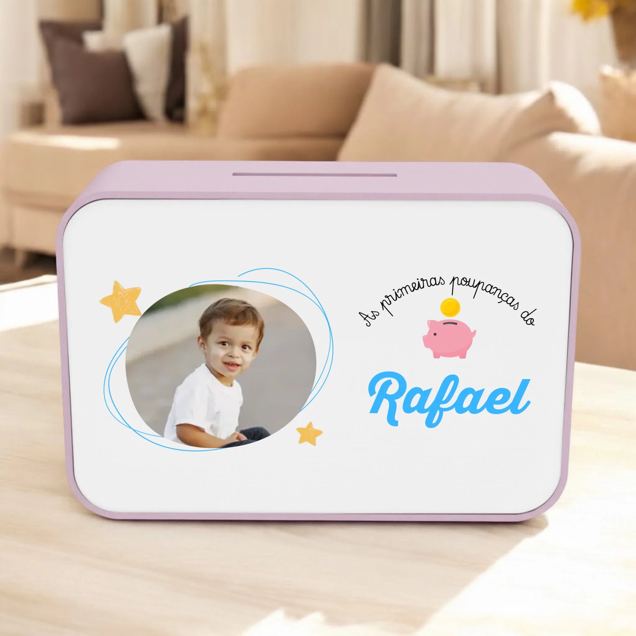 Mealheiro Retangular Personalizado com Fotografia - Laser Madeira
