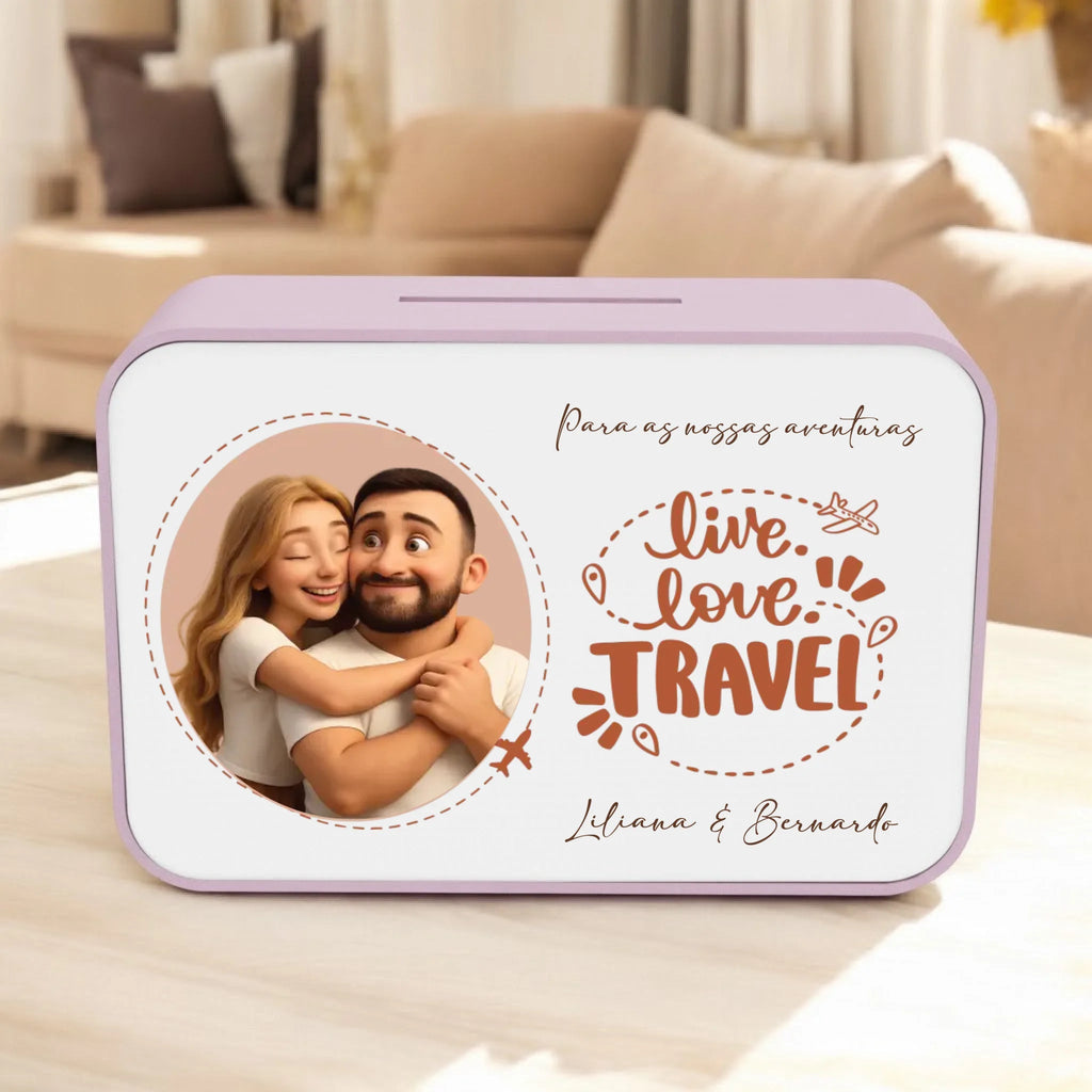 Mealheiro Retangular Personalizado - Viagens - Laser Madeira