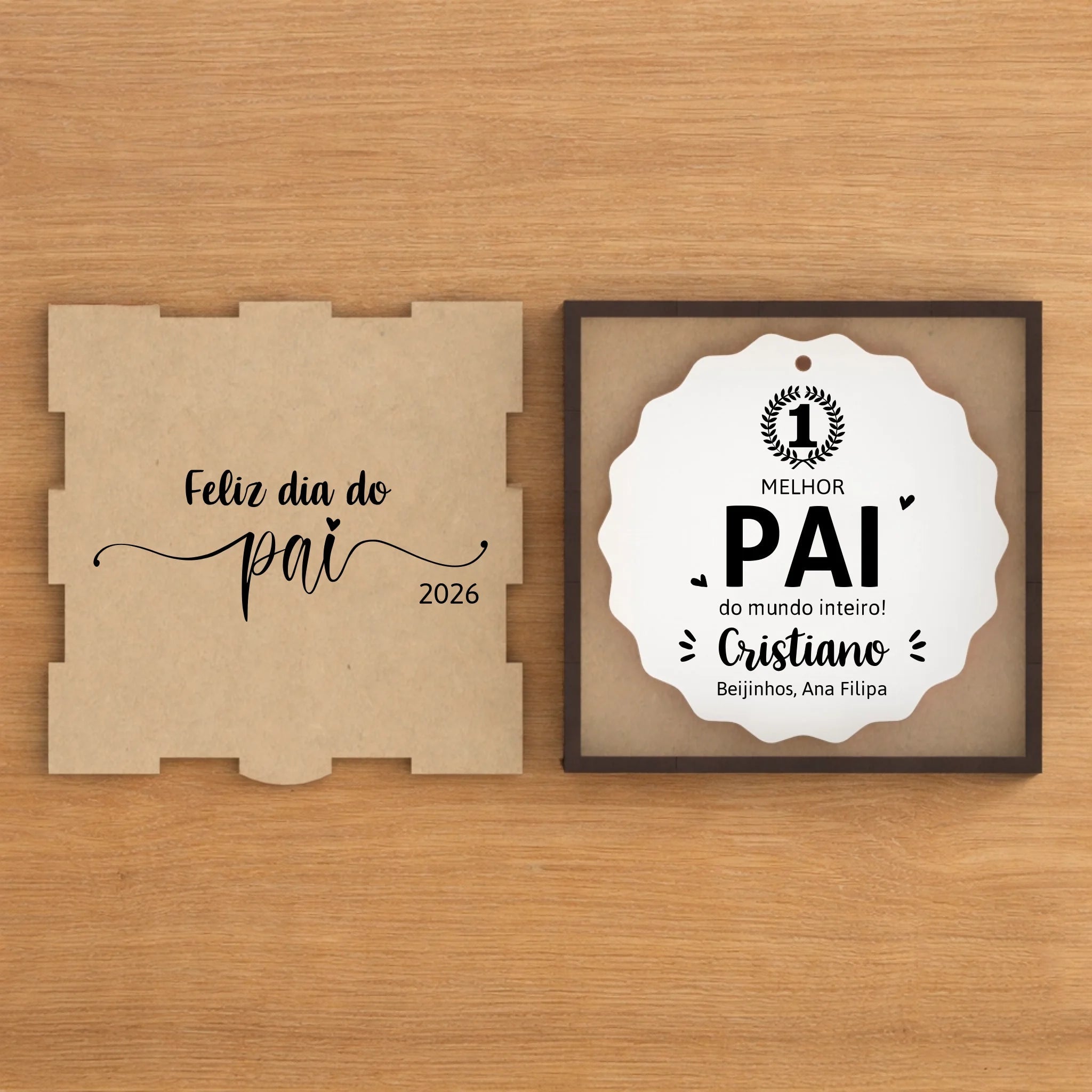 Medalha Personalizada - "Melhor Pai" - Laser Madeira