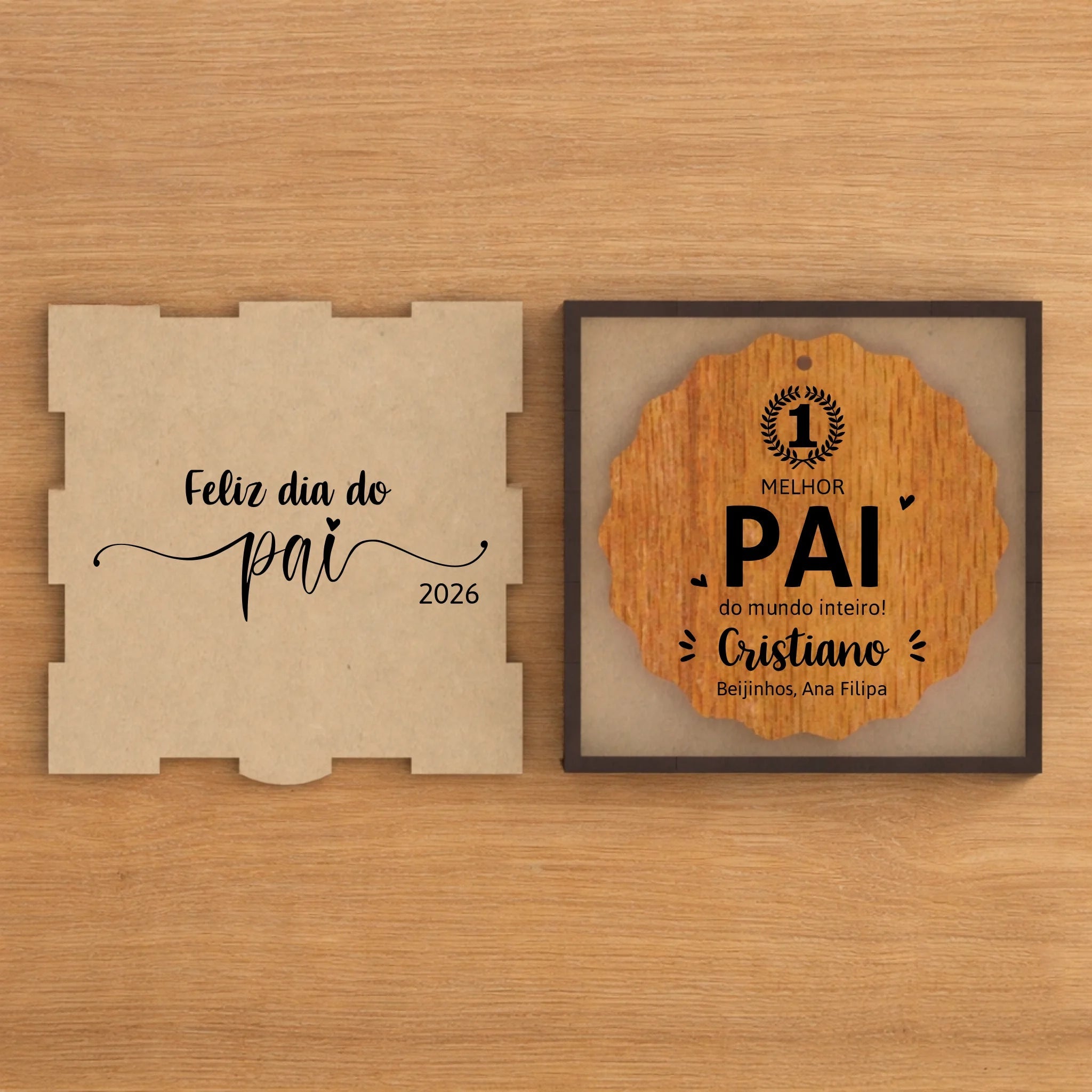 Medalha Personalizada - "Melhor Pai" - Laser Madeira