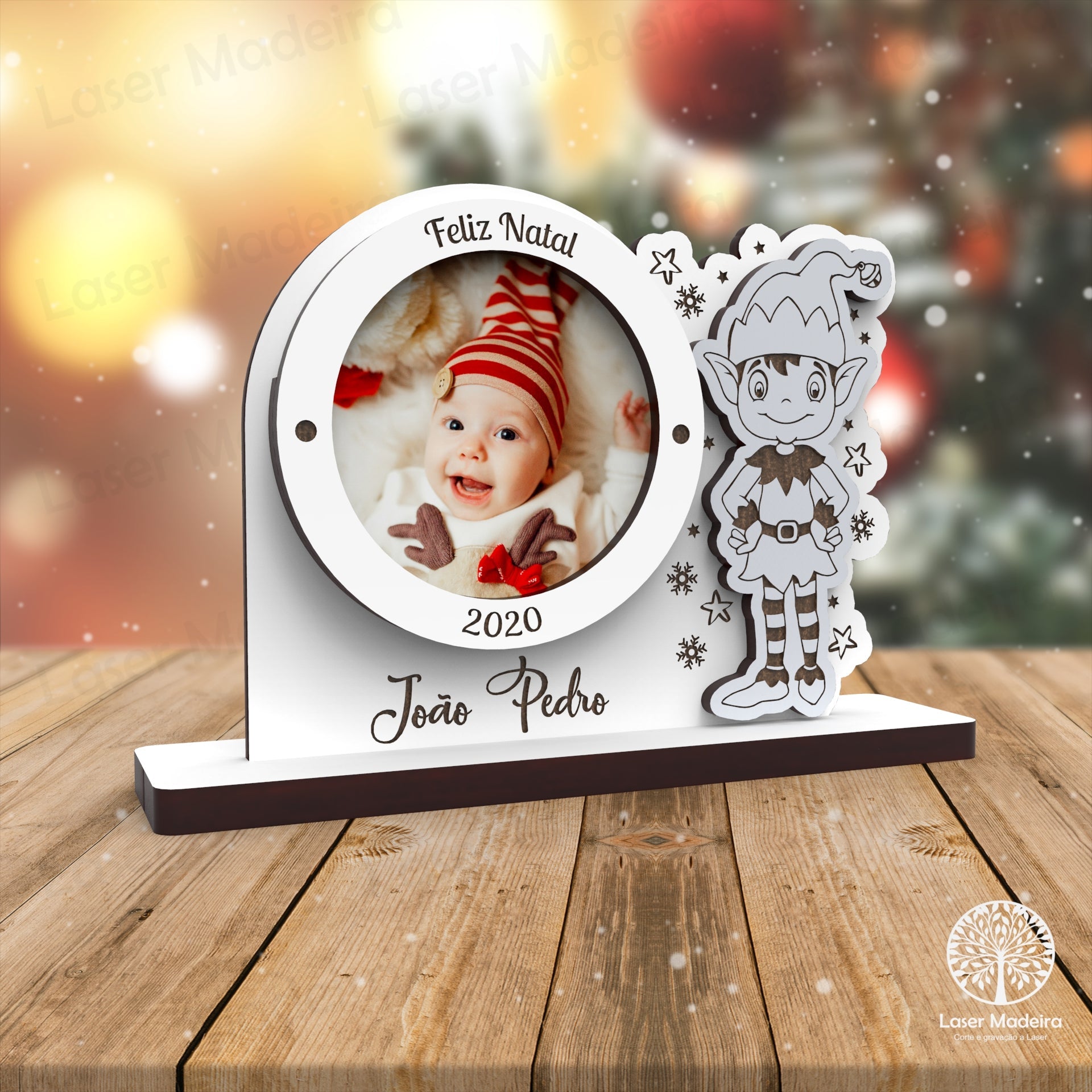 Mini - Moldura Natal - Duende - Laser Madeira