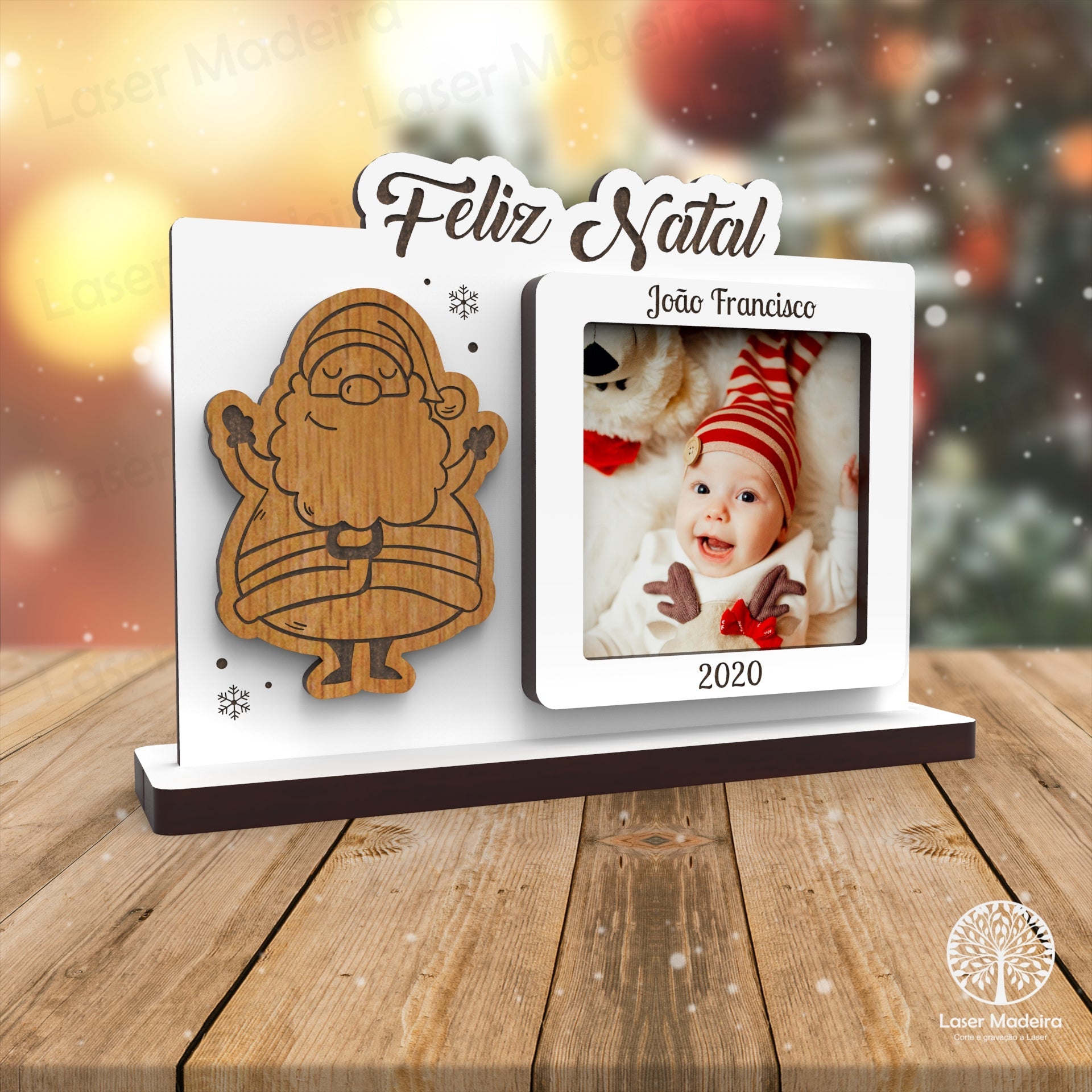 Mini - Moldura Natal - Pai Natal - Laser Madeira