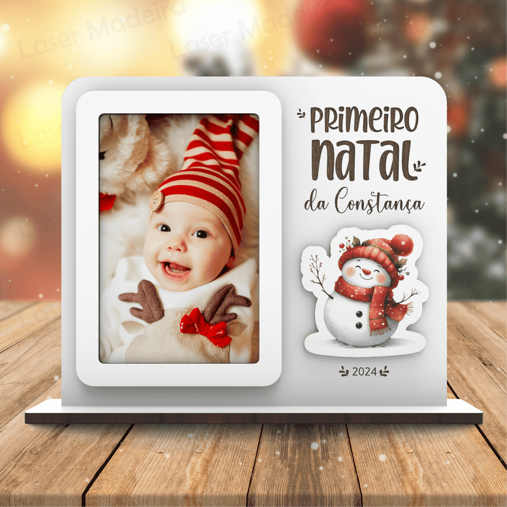 Moldura de Natal - Boneco de Neve - Laser Madeira
