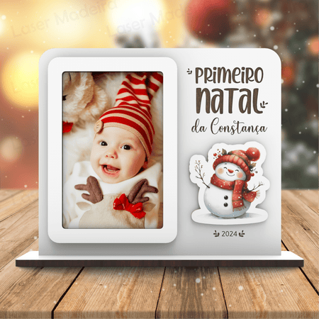 Moldura de Natal - Boneco de Neve - Laser Madeira