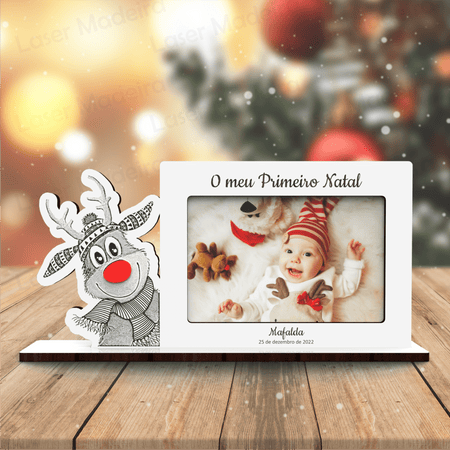 Moldura de Natal Rodolfo - Modelo 1 - Laser Madeira
