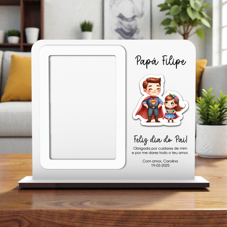 Moldura Dia do Pai com aplique PERSONALIZADO - Laser Madeira