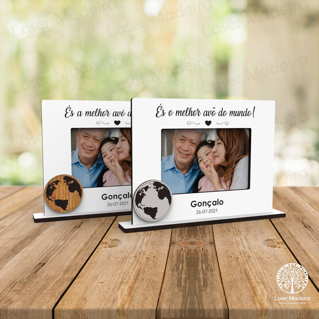 Moldura «Melhores Avós do Mundo» - Modelo 2 - Laser Madeira