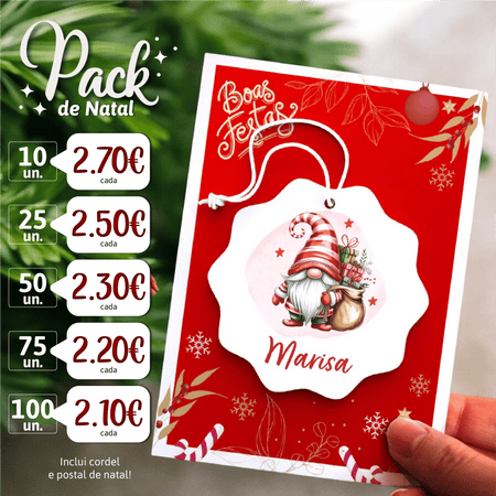PACK - Bola de Natal Personalizada com Gnomo com Presentes - Laser Madeira